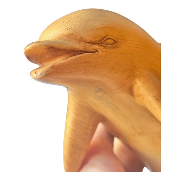 Handmade Ceramic Dolphin Figurine 4.5” T x 6” long Blonde Vintage - Picture 8 of 16